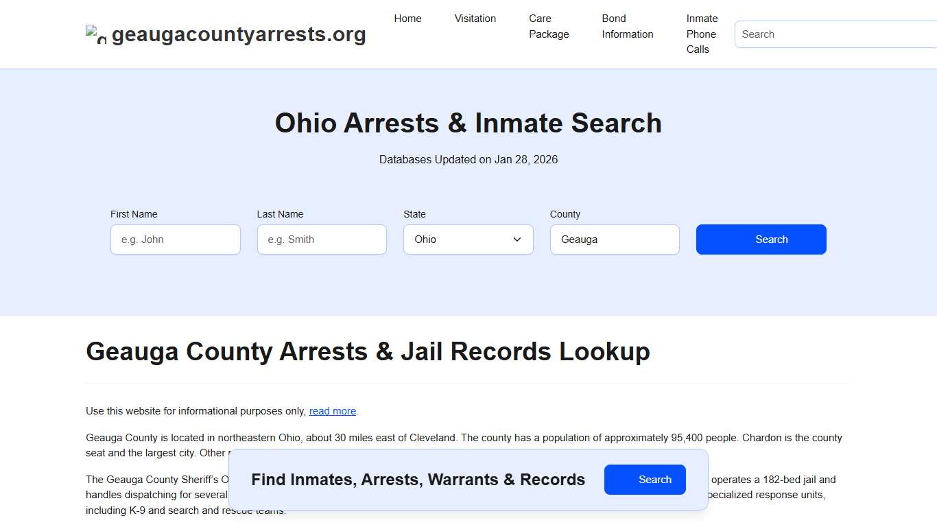 Geauga County, OH Arrests, Warrants, Police Records Search